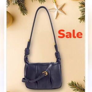 New Rachel Zoe Black soft Vegan Pleated Crossbody/Shoulder Bag With Gold accents